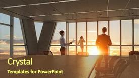  Presentation with office mix of people - Presentation theme having comunication team - silhouettes of business people background and a  colored foreground