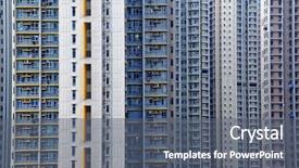  Presentation with house building - Amazing slides having comunist - crowed public house building backdrop and a gray colored foreground