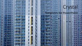  Presentation with building a house - Theme consisting of comunist - crowed public house building background and a teal colored foreground