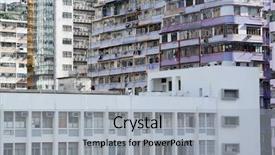  Presentation with building - Theme consisting of comunist - downtown city and old building background and a light gray colored foreground