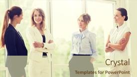  Presentation with women meeting - Amazing PPT layouts having comunity - people work and corporate concept backdrop and a soft green colored foreground