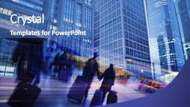  Presentation with scene - Colorful presentation design enhanced with comute scene withe business concept backdrop and a teal colored foreground