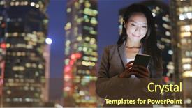  Presentation with sms - Audience pleasing slide deck consisting of comutication - business woman sending sms backdrop and a tawny brown colored foreground