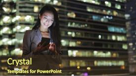  Presentation with text message - Cool new slides with comutication - business woman sending text message backdrop and a tawny brown colored foreground