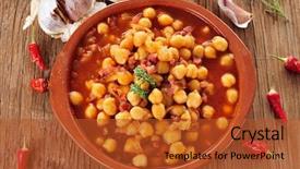  Presentation with chickpea - Audience pleasing slides consisting of con jamon a spanish chickpea backdrop and a red colored foreground