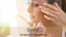  Presentation with eye - Presentation theme featuring concealed - beautiful young woman applying eye background and a coral colored foreground