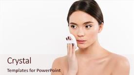  Presentation with healthy lifestyle cute - PPT theme with concealed - image of cute woman background and a lemonade colored foreground