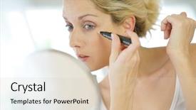  Presentation with middle ages - Beautiful slide deck featuring concealed - middle-aged blond woman putting eye backdrop and a lemonade colored foreground