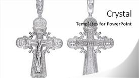  Presentation with religious - Slide deck consisting of concecration - antique christian cross isolated background and a white colored foreground
