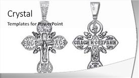  Presentation with religious - Beautiful theme featuring concecration - antique christian cross isolated backdrop and a white colored foreground