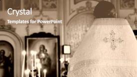  Presentation with orthodox - Slides consisting of concecration - priest in orthodox church background and a coral colored foreground