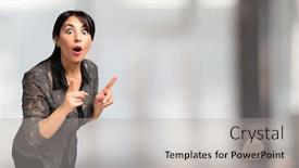  Presentation with bright - Colorful slide deck enhanced with conceited-woman-portrait-bright-background backdrop and a light gray colored foreground