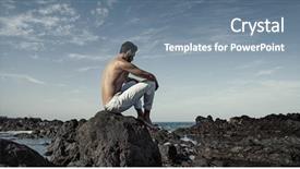  Presentation with sea shore - Presentation having concentraion power - muscular fashionable young man posing background and a seafoam green colored foreground