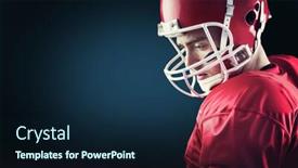  Presentation with football blue - Audience pleasing PPT layouts consisting of concentrated american football player against blue background with vignette backdrop and a wine colored foreground