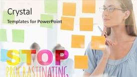  Presentation with sticky notes - Cool new slides with concentrated-artist-looking-at-colorful backdrop and a blonde colored foreground