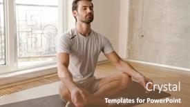  Presentation with workout - Audience pleasing presentation consisting of concentrated-athletic-man-meditating backdrop and a coral colored foreground