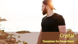  Presentation with sunset beach - Presentation theme having concentrated bearded sports man standing background and a tawny brown colored foreground