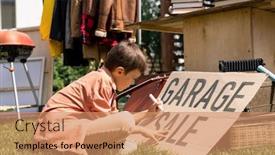  Presentation with writing - PPT theme enhanced with concentrated-boy-in-casual-outfit background and a coral colored foreground