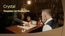  Presentation with competition - PPT theme featuring concentrated-chess-players-holding-competition background and a wine colored foreground