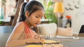  Presentation with art craft - Theme consisting of concentrated-creative-asian-girl-sitting background and a coral colored foreground