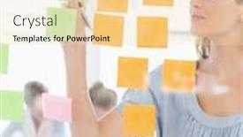  Presentation with sticky notes - Presentation theme consisting of concentrated-female-artist-looking background and a lemonade colored foreground