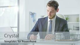  Presentation with planning - Cool new presentation theme with concentrated-handsome-young-businessman backdrop and a light gray colored foreground