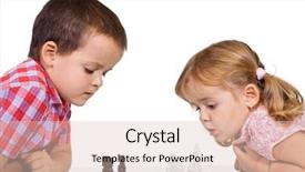  Presentation with siblings playing chess - Amazing slides having concentrated kids playing chess - isolated backdrop and a lemonade colored foreground