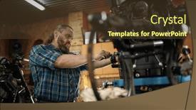  Presentation with motorcycle - Presentation theme with concentrated-male-biker-serving background and a  colored foreground