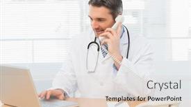  Presentation with medical laptop - Audience pleasing slide set consisting of concentrated-male-doctor-using-laptop backdrop and a lemonade colored foreground