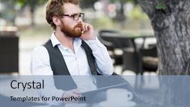  Presentation with business partner - Amazing slide deck having concentrated manager in eyeglasses leading backdrop and a  colored foreground