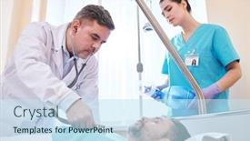  Presentation with lungs - PPT theme consisting of concentrated-mature-doctor-using-stethoscope background and a sky blue colored foreground