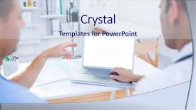  Presentation with medical laptop - Presentation having concentrated medical colleagues working background and a sky blue colored foreground