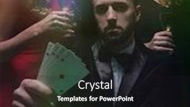  Presentation with poker - Colorful PPT layouts enhanced with concentrated men and women playing poker in casino backdrop and a dark gray colored foreground