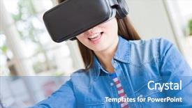  Presentation with video games playing - PPT layouts enhanced with smiling and concentrated playing video background and a teal colored foreground