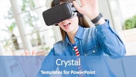  Presentation with young woman wearing boxer gloves - Beautiful PPT layouts featuring smiling and concentrated playing video backdrop and a teal colored foreground