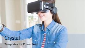  Presentation with video game addiction - Audience pleasing presentation theme consisting of smiling and concentrated playing video backdrop and a light blue colored foreground