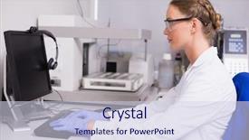  Presentation with laboratory - Amazing slide deck having concentrated scientist working with computer backdrop and a lemonade colored foreground