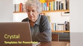  Presentation with internet surfing - Cool new presentation design with concentrated-senior-woman-browsing-internet backdrop and a tawny brown colored foreground