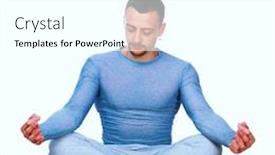  Presentation with lotus - Theme having concentrated sportsman sitting in the lotus position on gray background background and a white colored foreground