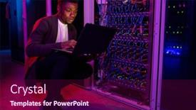  Presentation with african american - Presentation design having concentrated-young-african-american-network background and a violet colored foreground