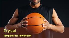  Presentation with basketball - Audience pleasing PPT theme consisting of concentrated young african basketball backdrop and a tawny brown colored foreground