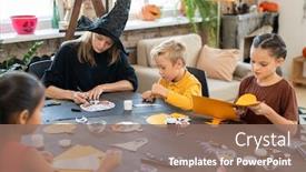  Presentation with witches - Beautiful theme featuring concentrated-young-art-teacher backdrop and a coral colored foreground