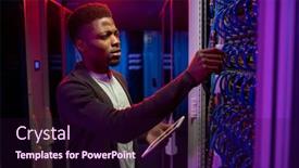  Presentation with datacenter - Amazing presentation theme having concentrated-young-black-man-using backdrop and a wine colored foreground