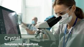  Presentation with monitor computer - Slide deck enhanced with concentrated-young-lab-researcher background and a gray colored foreground