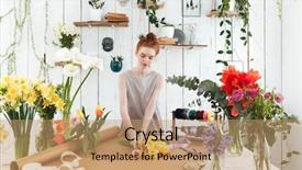  Presentation with paper quilling colorful paper flowers - Audience pleasing slides consisting of concentrated young redhead woman collecting backdrop and a  colored foreground