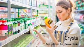  Presentation with agricultural - Beautiful PPT layouts featuring concentrated young woman choosing agricultural backdrop and a soft green colored foreground