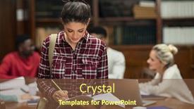  Presentation with university library - Cool new theme with concentrated-young-woman-standing backdrop and a tawny brown colored foreground