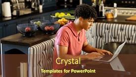  Presentation with remote working - Slides consisting of concentrating-biracial-man-using-laptop background and a  colored foreground