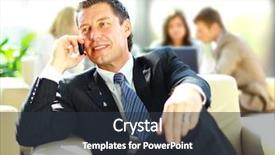  Presentation with coworkers - Presentation design having concentrating-businessman-on-call-coworkers background and a tawny brown colored foreground