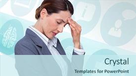  Presentation with blue line - Slides with concentrating businesswoman against ecg line background and a  colored foreground